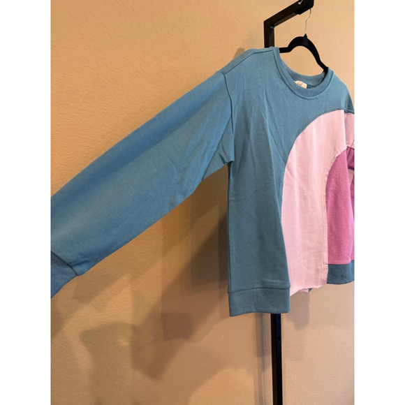 Easel 100% Cotton Color Block Sweatshirt in Multi Colors Size S - Picture 5 of 10